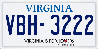 VA license plate VBH3222