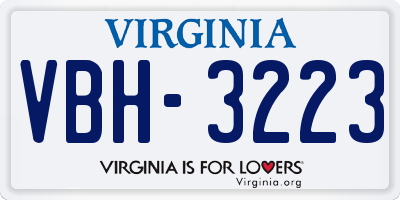VA license plate VBH3223