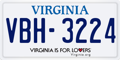 VA license plate VBH3224