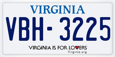 VA license plate VBH3225