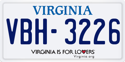 VA license plate VBH3226
