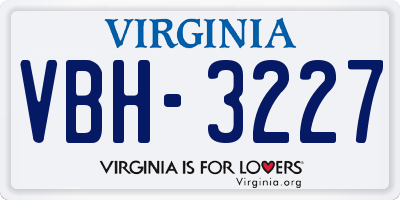 VA license plate VBH3227