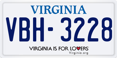 VA license plate VBH3228