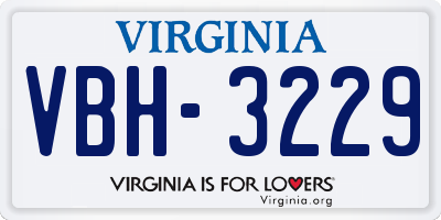 VA license plate VBH3229