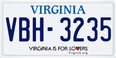 VA license plate VBH3235