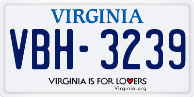 VA license plate VBH3239