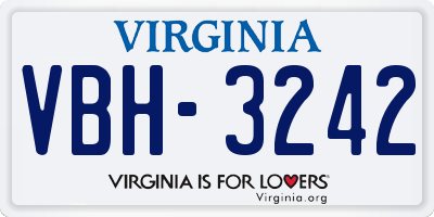 VA license plate VBH3242