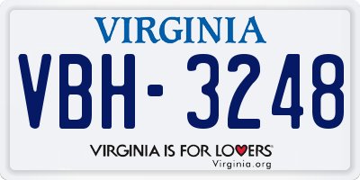 VA license plate VBH3248