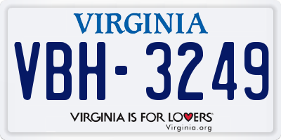 VA license plate VBH3249
