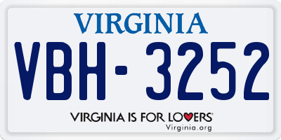 VA license plate VBH3252