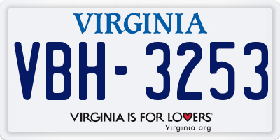 VA license plate VBH3253