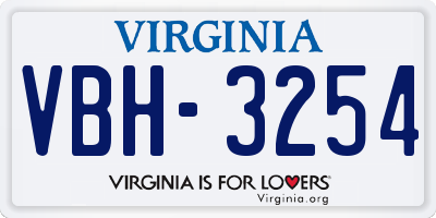 VA license plate VBH3254
