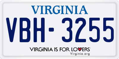 VA license plate VBH3255