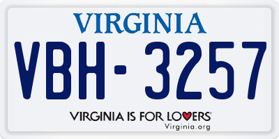 VA license plate VBH3257