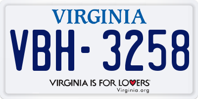 VA license plate VBH3258