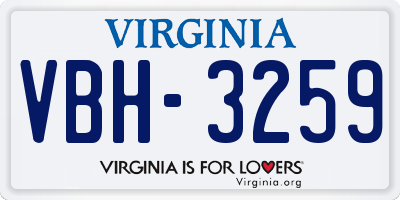 VA license plate VBH3259
