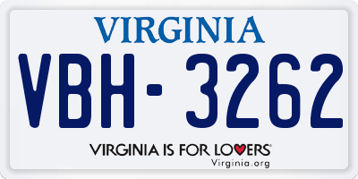 VA license plate VBH3262