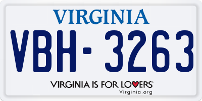 VA license plate VBH3263