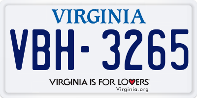 VA license plate VBH3265