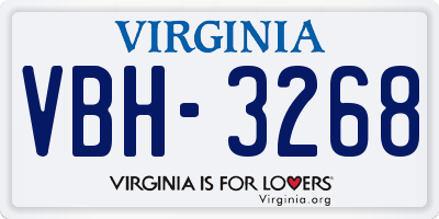 VA license plate VBH3268