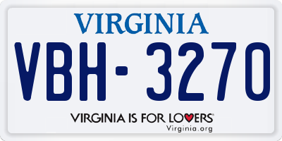 VA license plate VBH3270