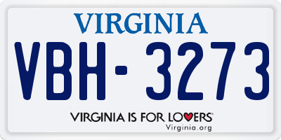 VA license plate VBH3273