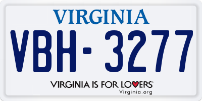 VA license plate VBH3277