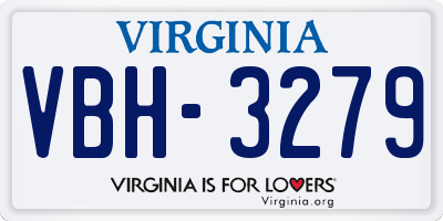 VA license plate VBH3279
