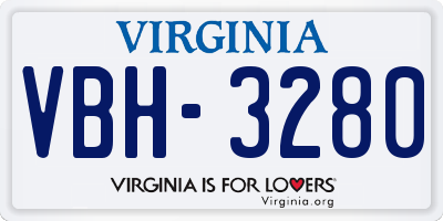 VA license plate VBH3280