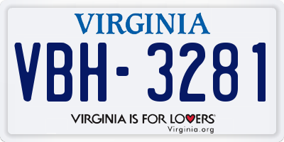 VA license plate VBH3281
