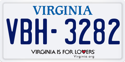 VA license plate VBH3282