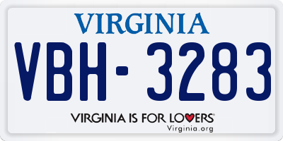 VA license plate VBH3283