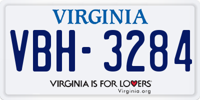 VA license plate VBH3284
