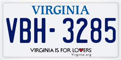 VA license plate VBH3285