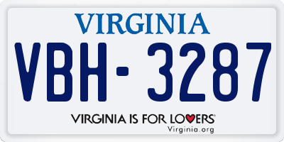 VA license plate VBH3287