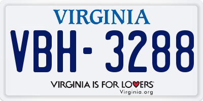 VA license plate VBH3288