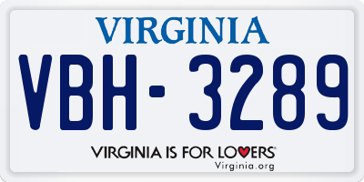 VA license plate VBH3289