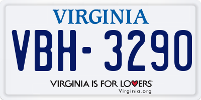 VA license plate VBH3290