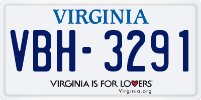 VA license plate VBH3291
