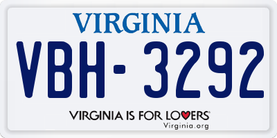VA license plate VBH3292