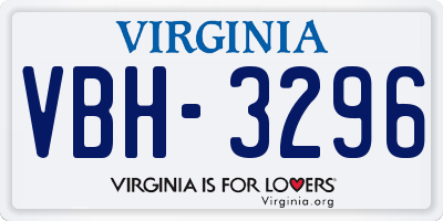 VA license plate VBH3296