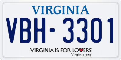 VA license plate VBH3301