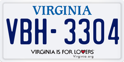 VA license plate VBH3304