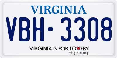 VA license plate VBH3308