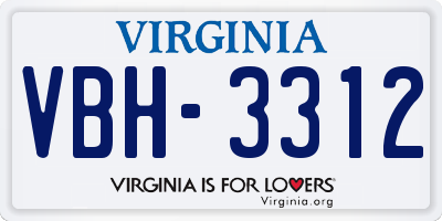 VA license plate VBH3312