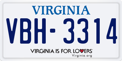 VA license plate VBH3314