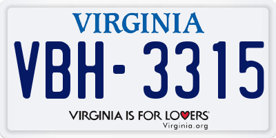 VA license plate VBH3315