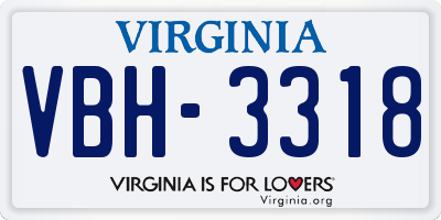 VA license plate VBH3318