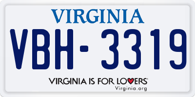 VA license plate VBH3319