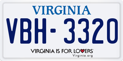 VA license plate VBH3320